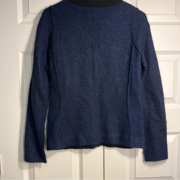 AKRIS Punto Women's Navy Blue Zip Up Jacket Mohair Blend Luxury Sweater Size 8 - Picture 13 of 16